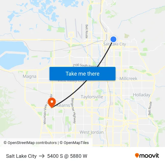 Salt Lake City to 5400 S @ 5880 W map