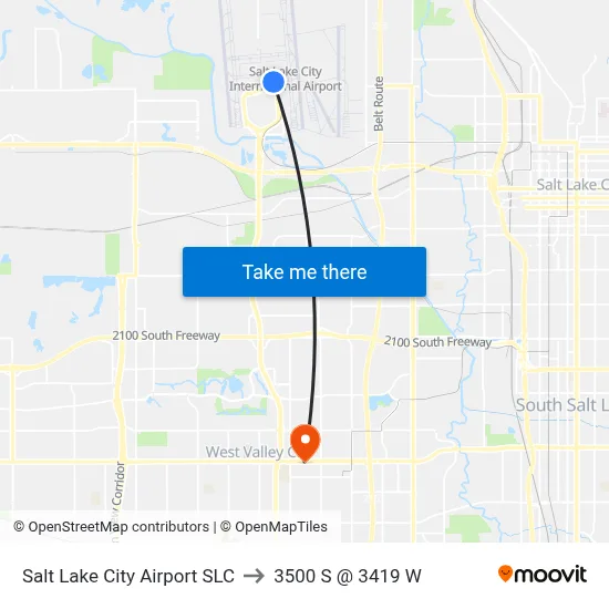 Salt Lake City Airport SLC to 3500 S @ 3419 W map