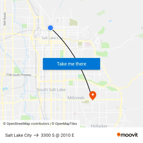 Salt Lake City to 3300 S @ 2010 E map