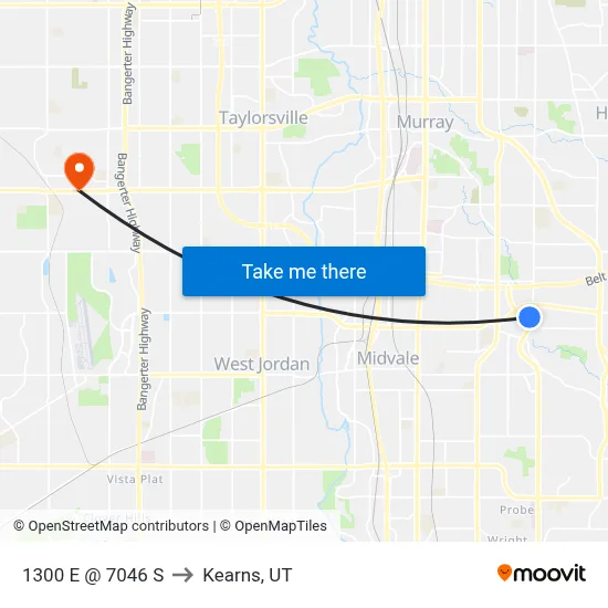 1300 E @ 7046 S to Kearns, UT map