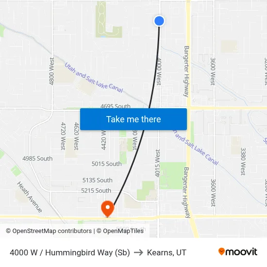 4000 W / Hummingbird Way (Sb) to Kearns, UT map