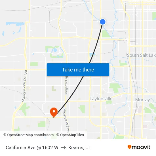 California Ave @ 1602 W to Kearns, UT map