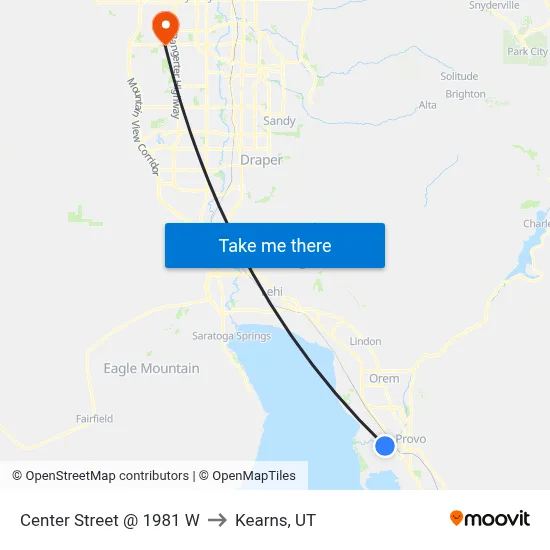 Center Street @ 1981 W to Kearns, UT map