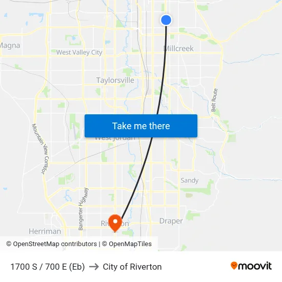 1700 S / 700 E (Eb) to City of Riverton map