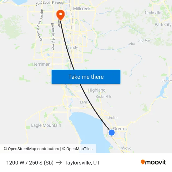 1200 W / 250 S (Sb) to Taylorsville, UT map