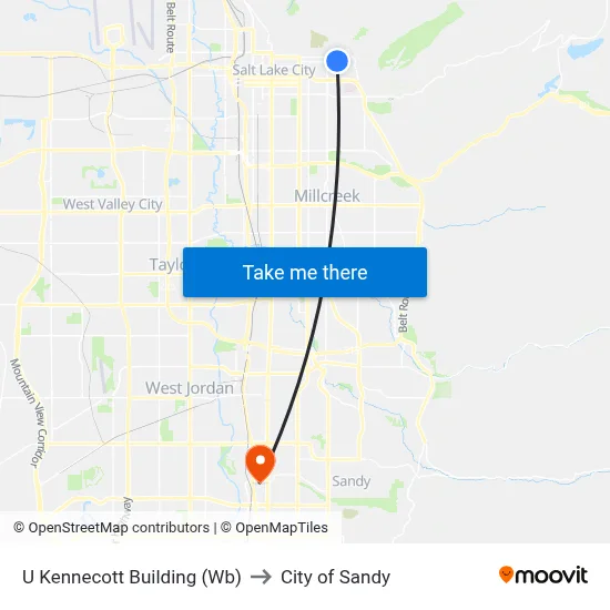 U Kennecott Building (Wb) to City of Sandy map