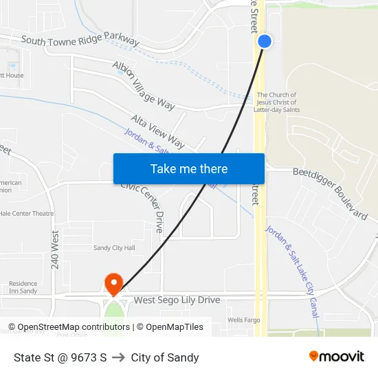 State St @ 9673 S to City of Sandy map