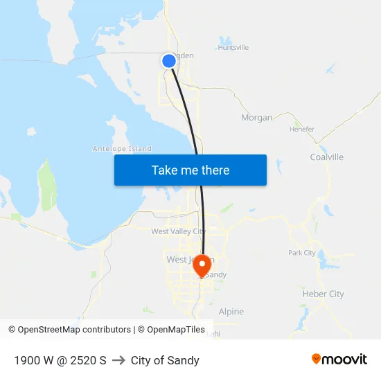 1900 W @ 2520 S to City of Sandy map