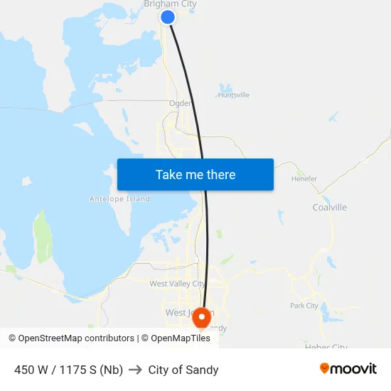 450 W / 1175 S (Nb) to City of Sandy map