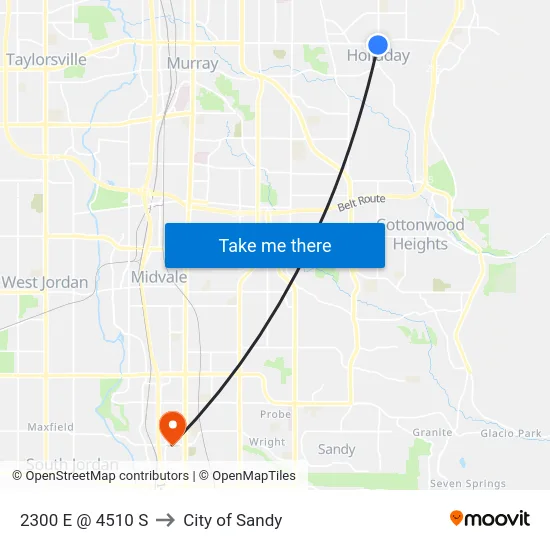 2300 E @ 4510 S to City of Sandy map