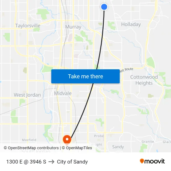 1300 E @ 3946 S to City of Sandy map