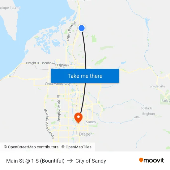 Main St @ 1 S    (Bountiful) to City of Sandy map