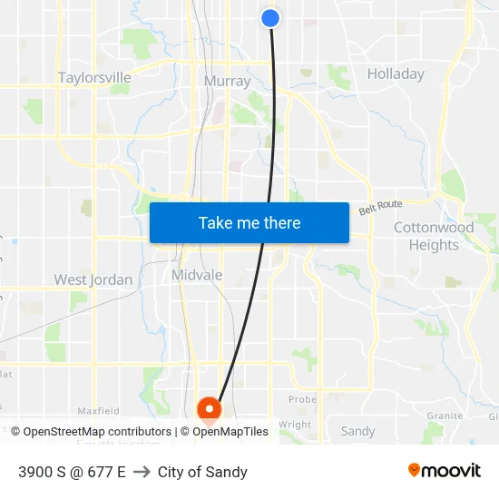 3900 S @ 677 E to City of Sandy map