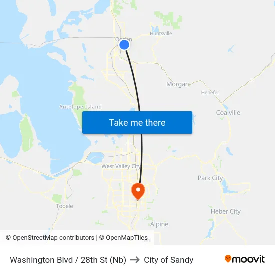 Washington Blvd / 28th St (Nb) to City of Sandy map