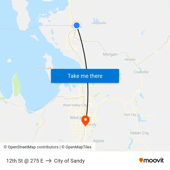 12th St @ 275 E to City of Sandy map