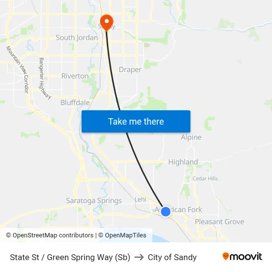 State St / Green Spring Way (Sb) to City of Sandy map