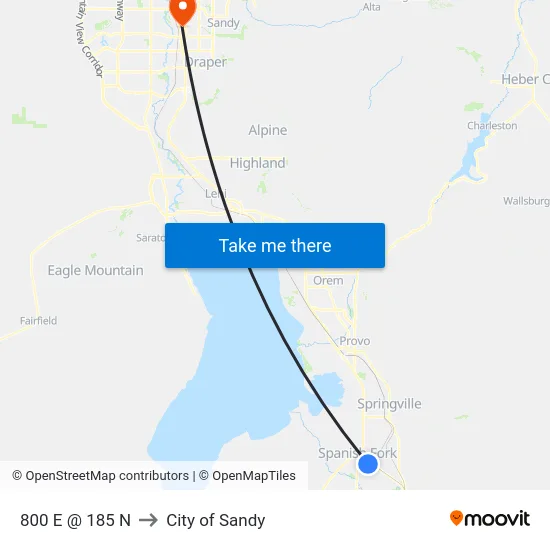 800 E @ 185 N to City of Sandy map