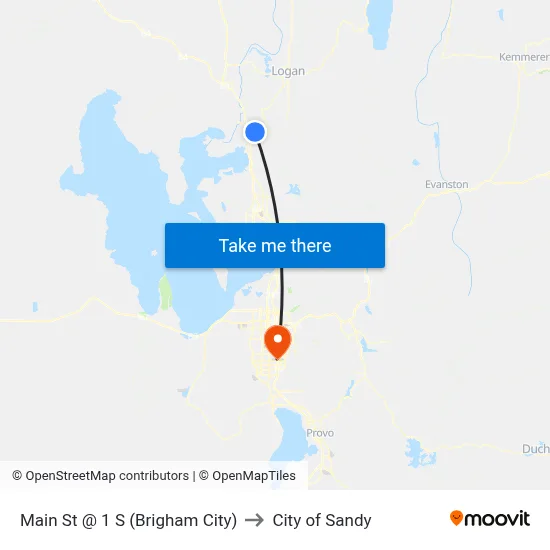 Main St @ 1 S    (Brigham City) to City of Sandy map