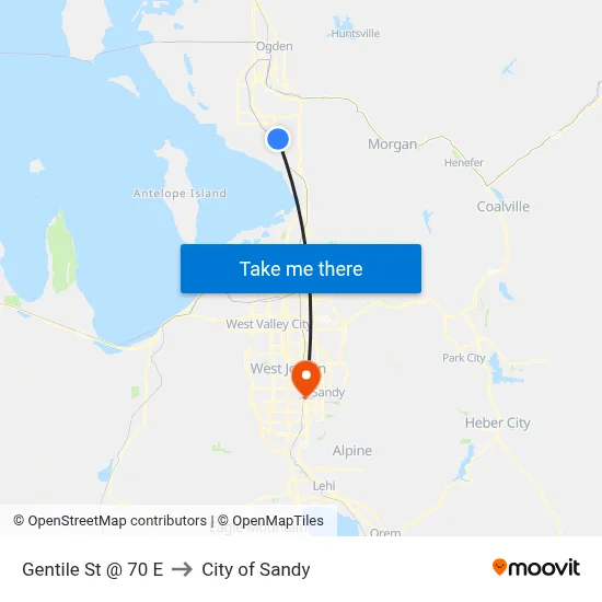 Gentile St @ 70 E to City of Sandy map
