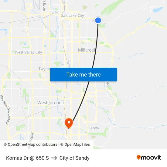Komas Dr @ 650 S to City of Sandy map