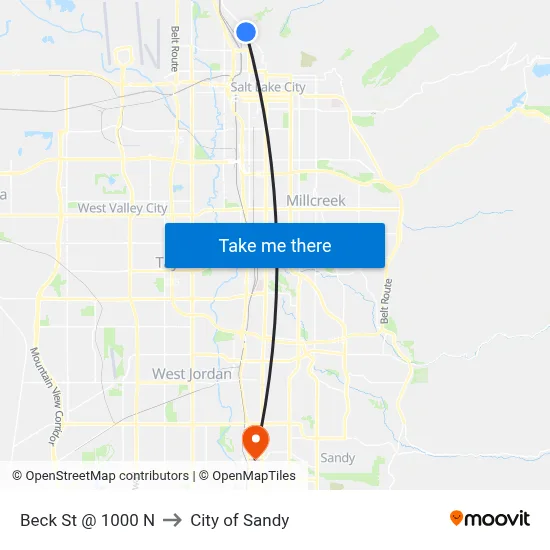 Beck St @ 1000 N to City of Sandy map