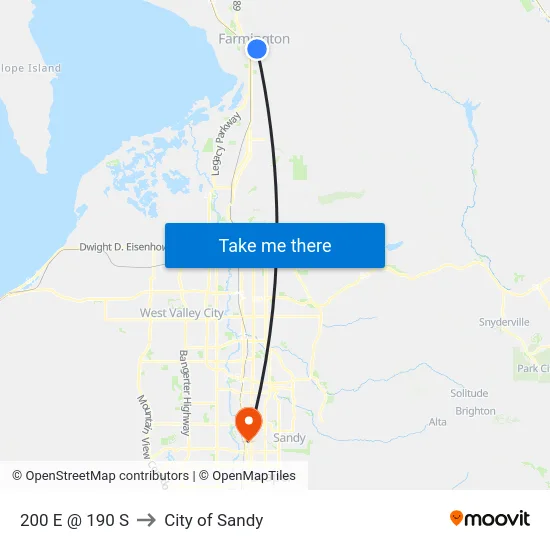 200 E @ 190 S to City of Sandy map