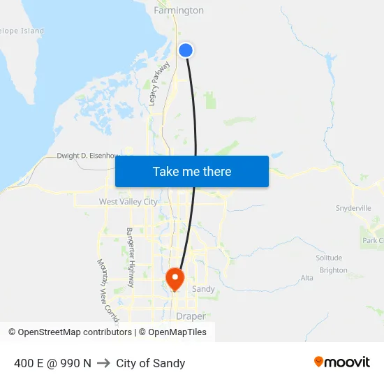 400 E @ 990 N to City of Sandy map
