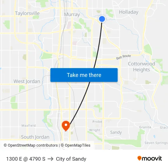 1300 E @ 4790 S to City of Sandy map