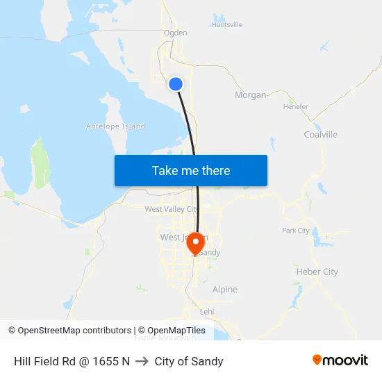 Hill Field Rd @ 1655 N to City of Sandy map