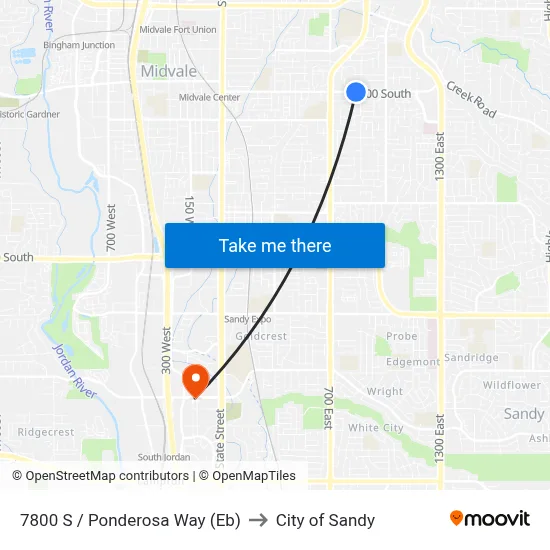 7800 S / Ponderosa Way (Eb) to City of Sandy map