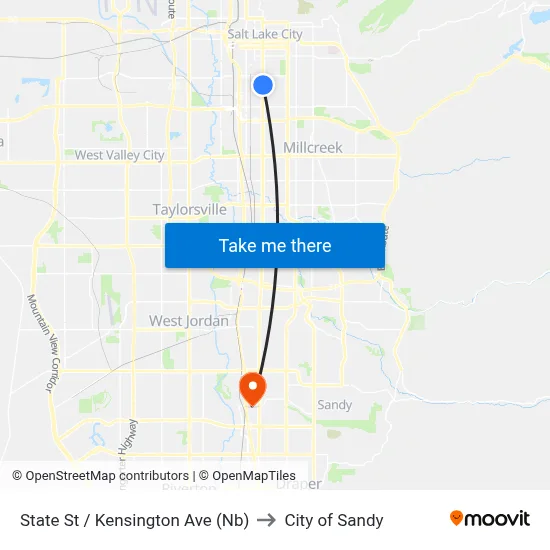 State St / Kensington Ave (Nb) to City of Sandy map