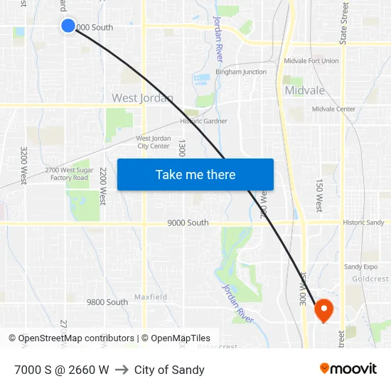 7000 S @ 2660 W to City of Sandy map