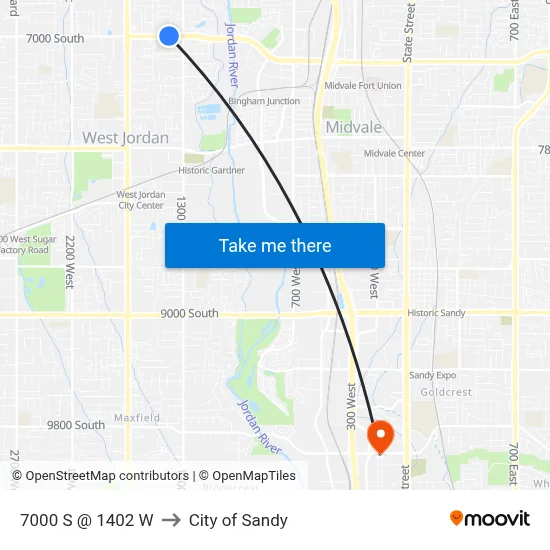 7000 S @ 1402 W to City of Sandy map