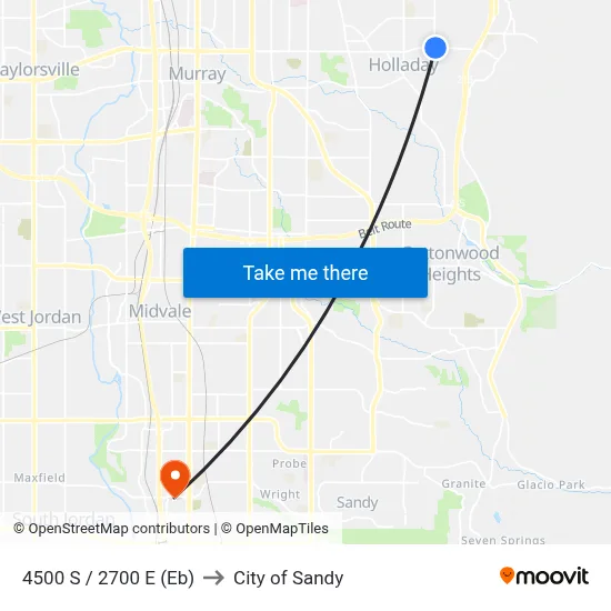 4500 S / 2700 E (Eb) to City of Sandy map