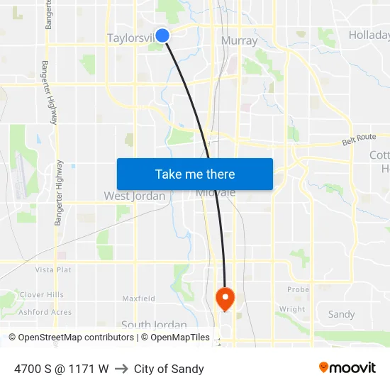 4700 S @ 1171 W to City of Sandy map