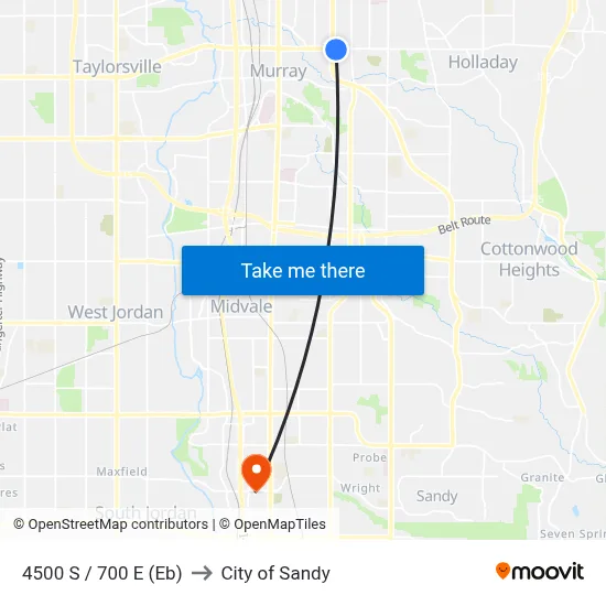 4500 S / 700 E (Eb) to City of Sandy map