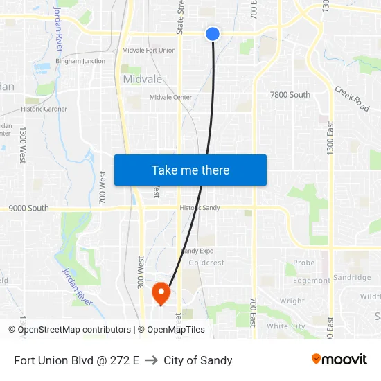Fort Union Blvd @ 272 E to City of Sandy map