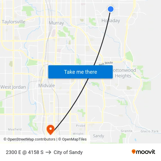 2300 E @ 4158 S to City of Sandy map