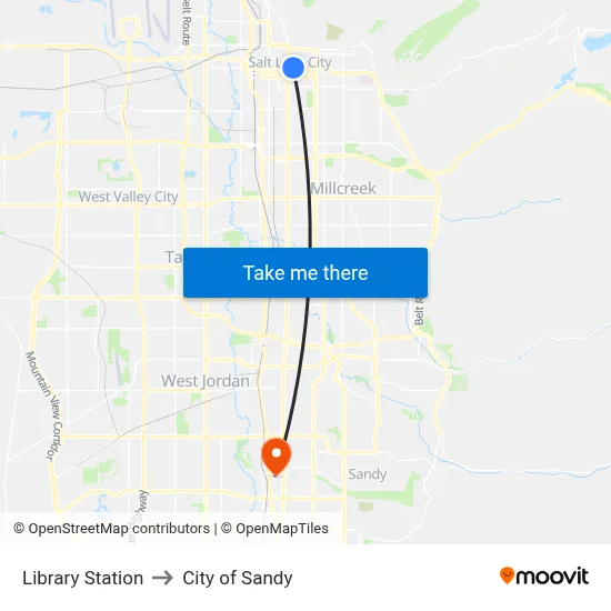 Library Station to City of Sandy map