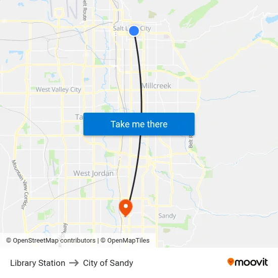 Library Station to City of Sandy map