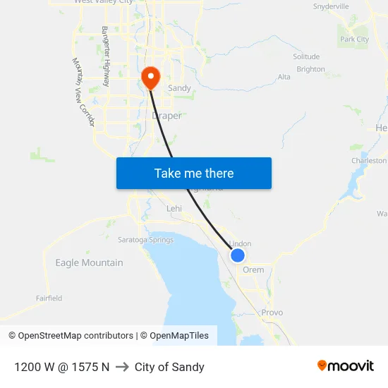 1200 W @ 1575 N to City of Sandy map
