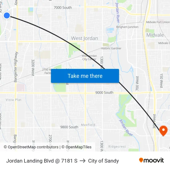 Jordan Landing Blvd @ 7181 S to City of Sandy map