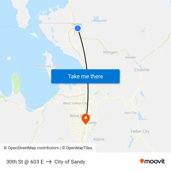 30th St @ 603 E to City of Sandy map