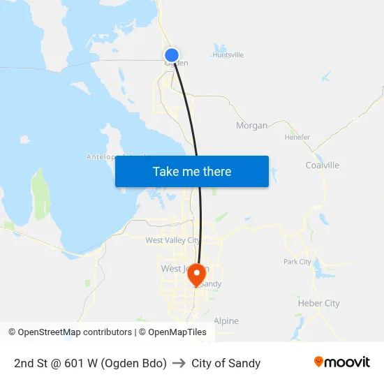 2nd St @ 601 W (Ogden Bdo) to City of Sandy map