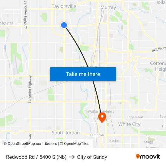 Redwood Rd / 5400 S (Nb) to City of Sandy map