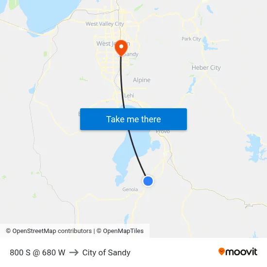 800 S @ 680 W to City of Sandy map