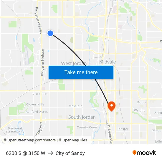 6200 S @ 3150 W to City of Sandy map