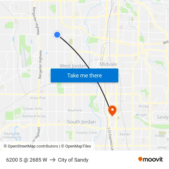 6200 S @ 2685 W to City of Sandy map