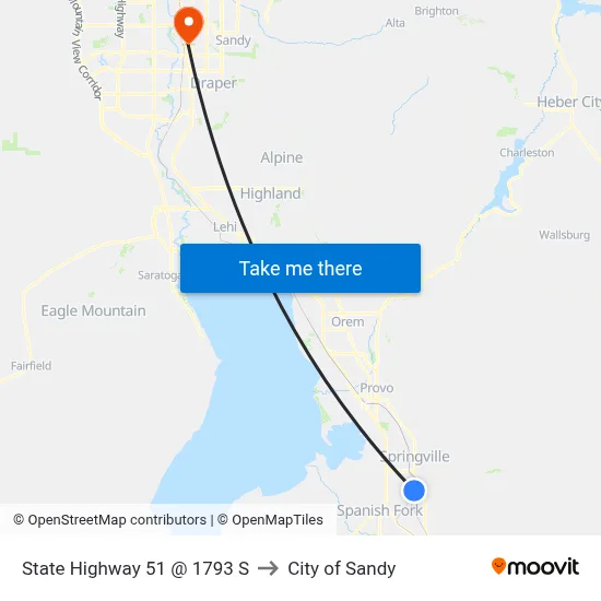 State Highway 51 @ 1793 S to City of Sandy map