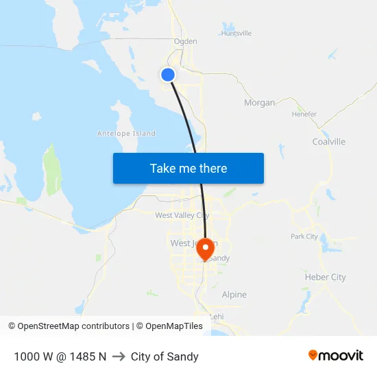 1000 W @ 1485 N to City of Sandy map
